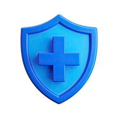 Fototapeta premium 3d shield with cross icon symbol which is a symbol of Health protection from disease. Health security insurance medical concept, Generative AI