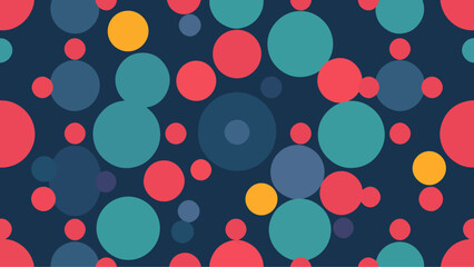 A pastel polka dot pattern of colorful circles forms an abstract, cheerful background.