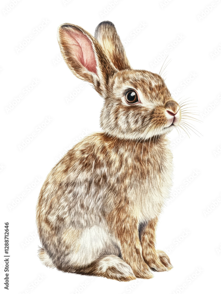 Poster brown rabbit sitting on a black background with soft fur and attentive expression isolated on transp