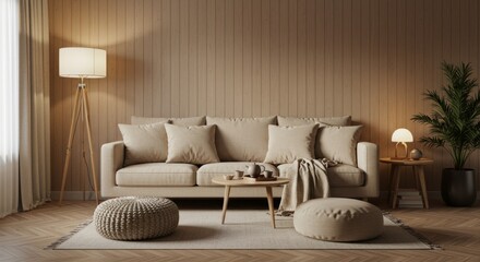 Cozy Minimalist Living Room with Neutral Tones