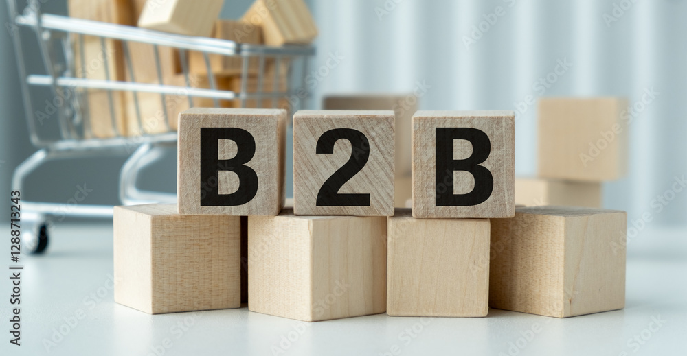 Poster a stack of wooden blocks with the letters b2b written on them