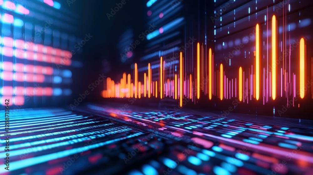 Aufkleber dynamic equalizer bars in motion digital music visualization futuristic studio vibrant environment c