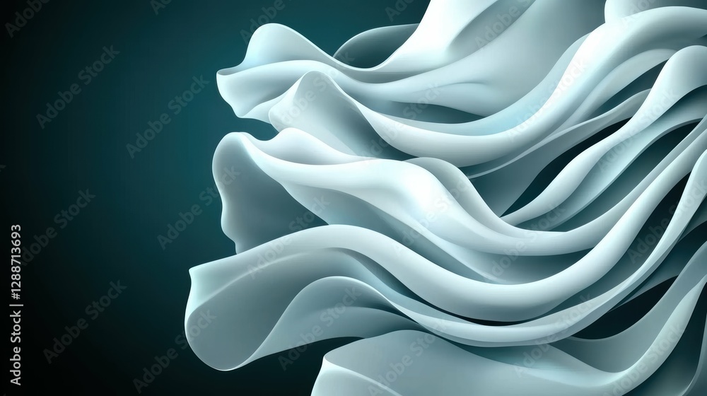Poster Dynamic flowing waves abstract art digital composition modern design close-up view fluid motion for visual impact