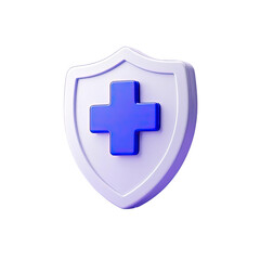 Fototapeta premium 3d shield with cross icon symbol which is a symbol of Health protection from disease. Health security insurance medical concept, Generative AI