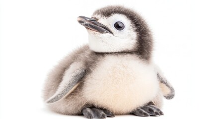 Obraz premium Innocent baby penguin gazes up antarctic ice wildlife photography frozen environment close-up view wonder of nature