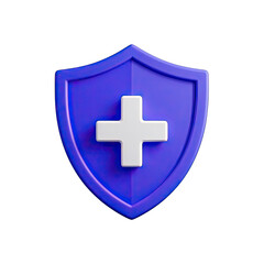 Obraz premium 3d shield with cross icon symbol which is a symbol of Health protection from disease. Health security insurance medical concept, Generative AI