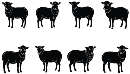 sheep vector shilhouette bundle. Sheep Vector set icon