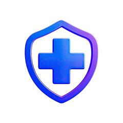 Fototapeta premium 3d shield with cross icon symbol which is a symbol of Health protection from disease. Health security insurance medical concept, Generative AI