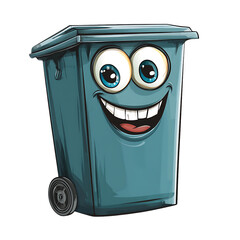 trash can cartoon isolated on white background full depth of field 
