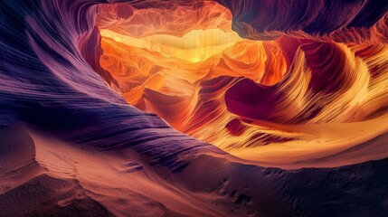Obraz premium Spectacular Desert Canyon With Colorful Striated Walls Highlighted by Golden Sunrise Light