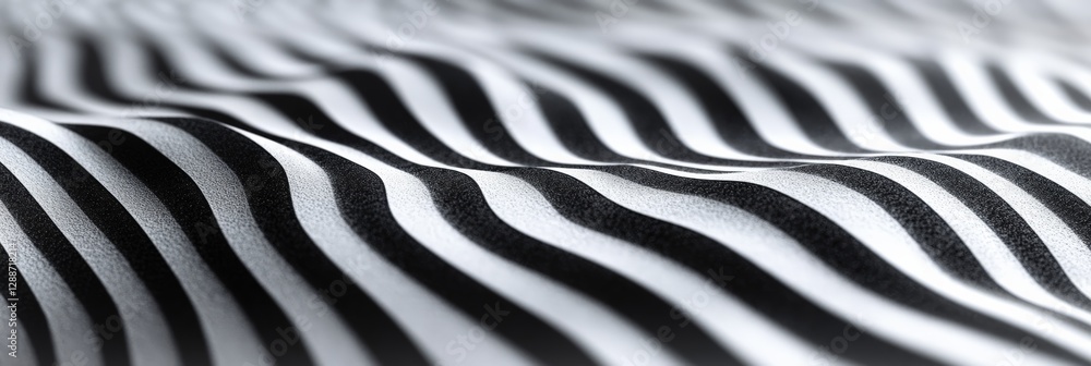 Aufkleber Wavy black and white stripes create an abstract textured background, enhancing modern and minimalist designs with a dynamic flow and elegant contrast for various applications