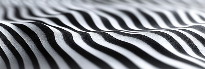 Wavy black and white stripes create an abstract textured background, enhancing modern and minimalist designs with a dynamic flow and elegant contrast for various applications