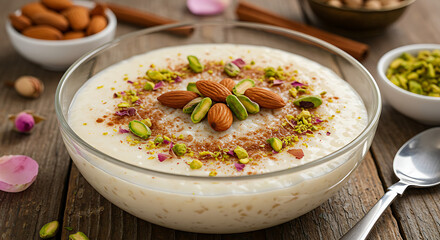Homemade Roz Bel Laban – Creamy Rice Pudding with Pistachios and Almonds