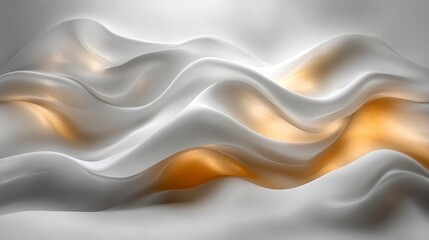Obraz premium Abstract white flowing fabric with gold accents forming interesting shapes