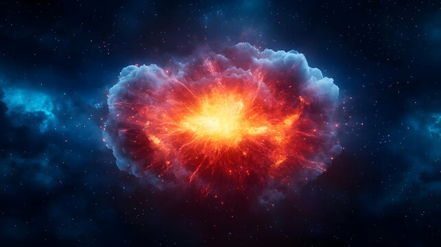 An explosive cosmic event illuminating the dark space with vibrant colors, depicting the majesty of the universe's mysteries.