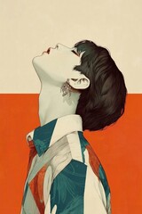 Serene Contemplation Stylish Portrait of a Young Man in Retro Shirt