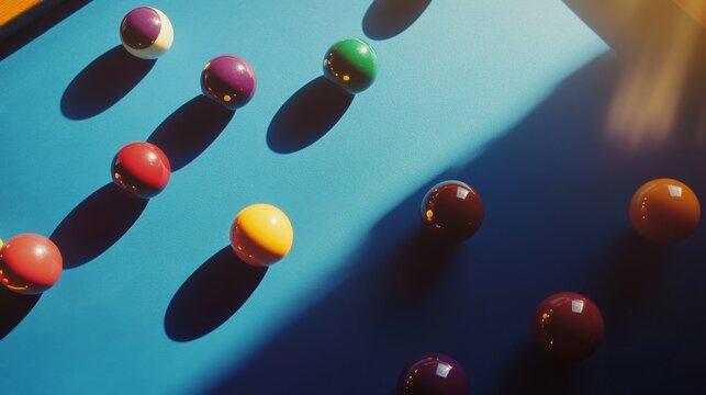 Bird's eye view of snooker table billiards hall graphic illustration indoor environment aerial perspective play strategy