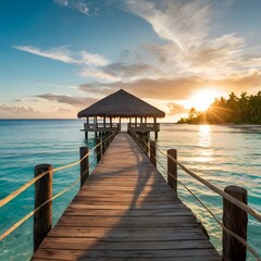 Tropical Paradise &ndash; Stunning Sunset Over a White Sand Beach