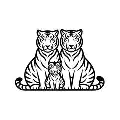 Tiger Set Silhouette With white background