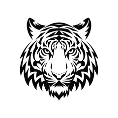 Tiger Head Silhouette With white background