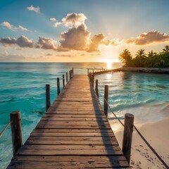 Tropical Paradise &ndash; Stunning Sunset Over a White Sand Beach