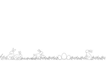 Easter Egg with cute bunny line art style. vector Illustration. EPS 10