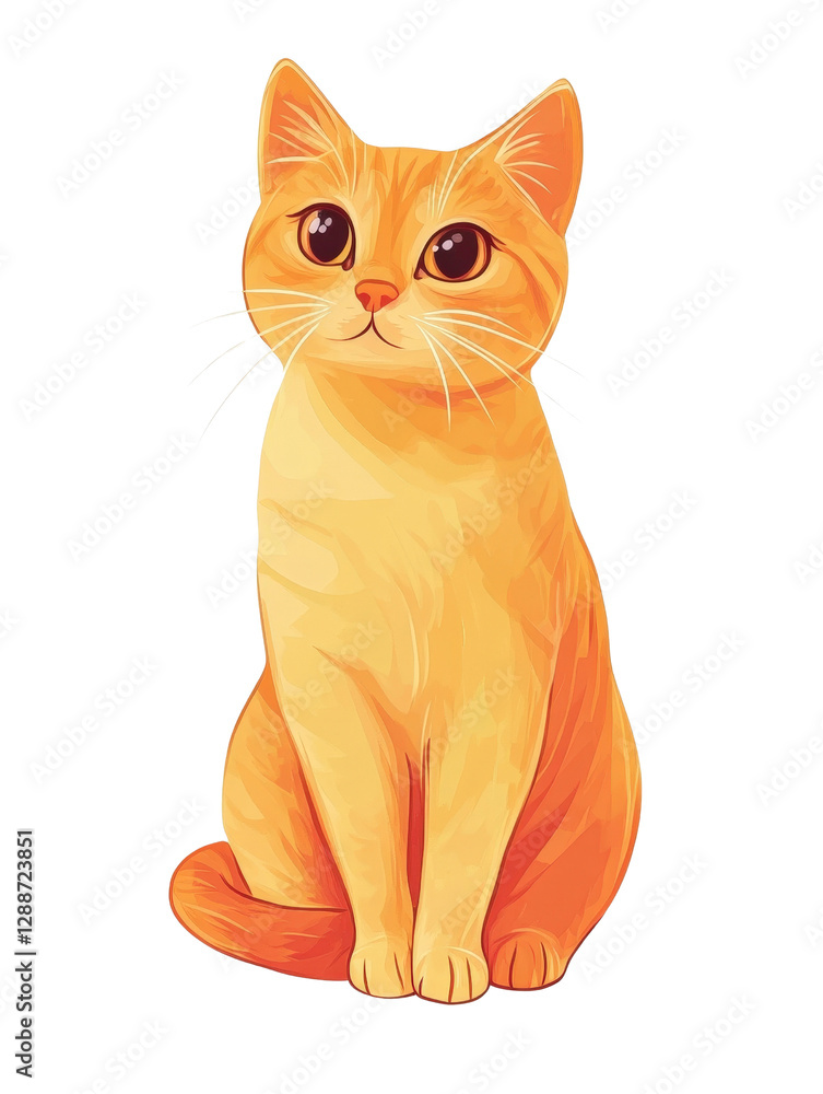 Poster close-up of a cat with large expressive eyes looking curiously at the camera in indoor setting isola