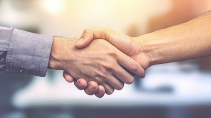 Handshake symbolizing agreement and partnership.