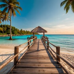 Obraz premium Tropical Paradise – Stunning Sunset Over a White Sand Beach