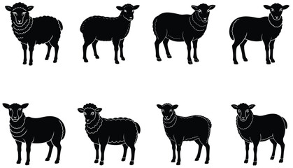 sheep vector shilhouette bundle. Sheep Vector set icon