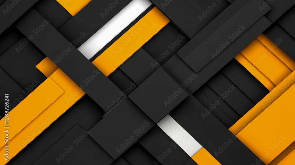 Poster abstract geometric composition with interlocking rectangles and stripe accents