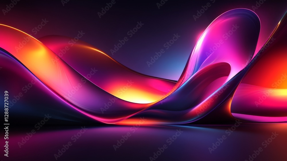 Poster surreal 3d rendering of an abstract red and pink interior design