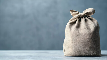 Beige Burlap Sack on Gray Surface