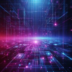 Obraz premium Neon Grid Cyberspace 
