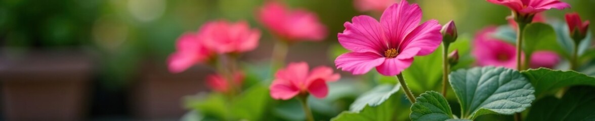 Pink Geranium Agrovita flower in a garden pot, garden plants, agrovita, geranium