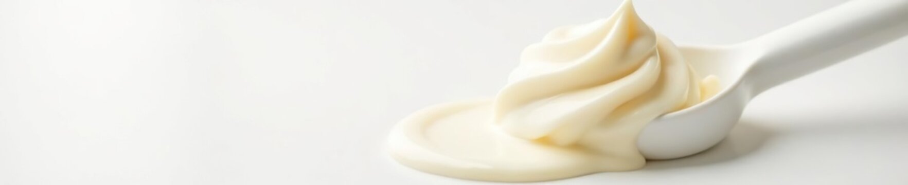 White background with a soft gelato scoop and visible fat globules in the creaminess, white, soft