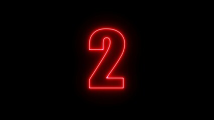 Glowing neon number.  Neon number text illustration.