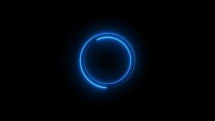 Abstract neon circle frame illustration.  Glowing neon circle background.