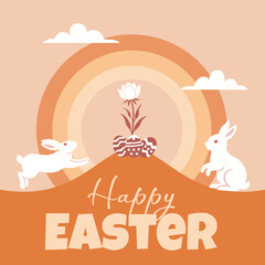 Happy Easter geometric background, Easter card, banner design. Vector illustration.