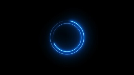 Abstract neon circle frame illustration.  Glowing neon circle background.