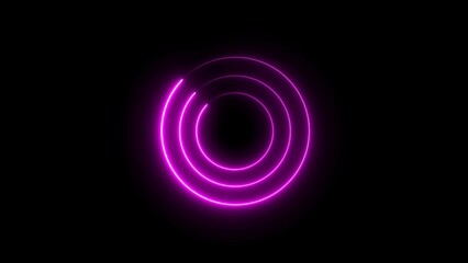 Abstract neon circle frame illustration.  Glowing neon circle background.