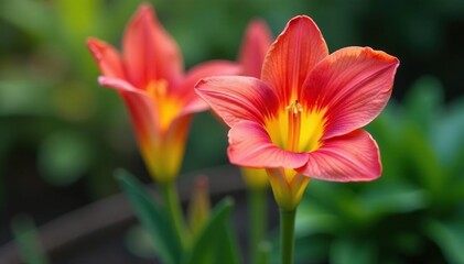 Fototapeta premium Low-growing, rosette-shaped gladiolus-like leaves, succulent, glattblatt