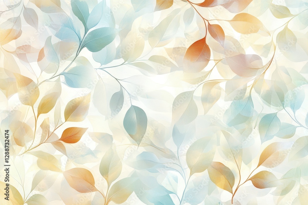 Poster soft colorful leaf pattern on light background for nature themes