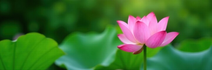 Fototapeta premium soft pink hues of single lotus flower against greenery, lotus, peaceful