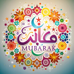 Obraz premium colorful eid mubarak flyer