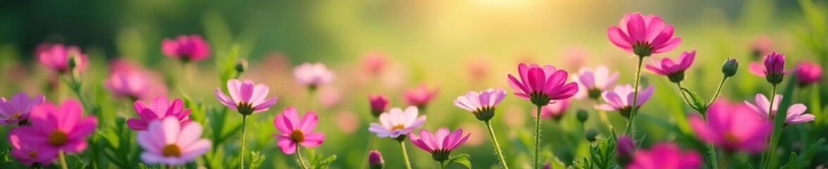 Fototapeta premium A field of ForgetMeNot flowers swaying gently in the breeze, flowers, petals, forgetme-not
