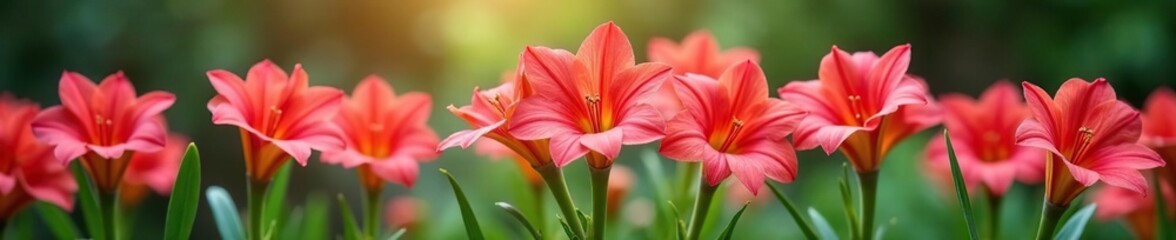 Naklejka premium Low-growing, rosette-shaped gladiolus-like leaves, aster, foliage, ornamental