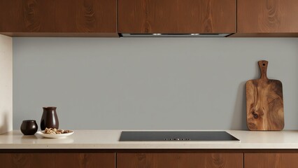 Minimalist Kitchen Design Featuring Natural Wood Accents, Clean Lines, and Functional Space