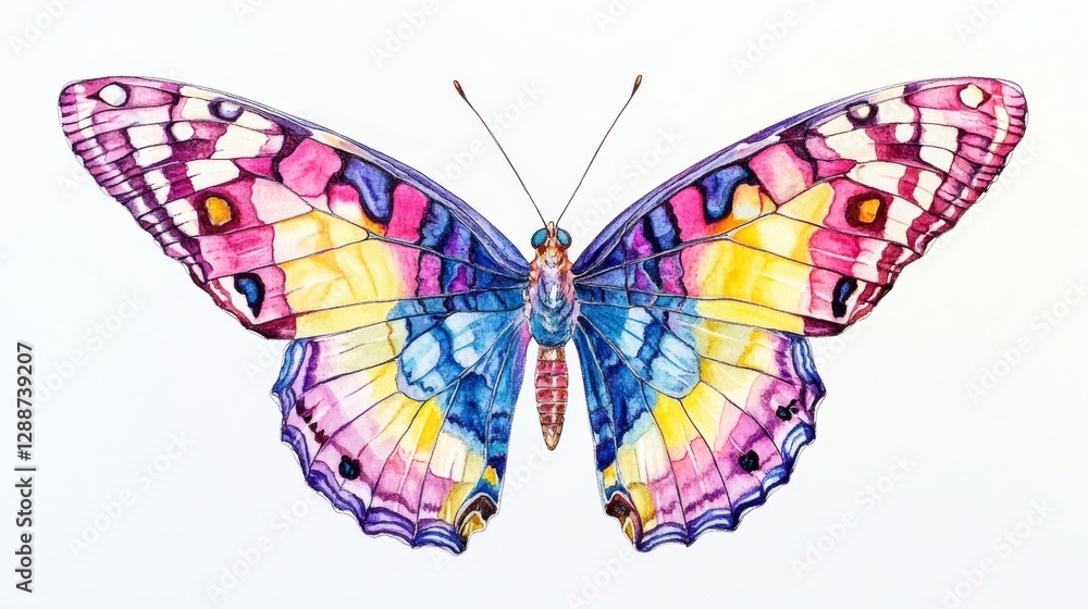 Poster create a cheerful butterfly design digital studio graphic art vibrant colors top-down view seamless 