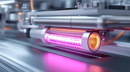 Realistic rendering of adhesive hardening under a UV lamp